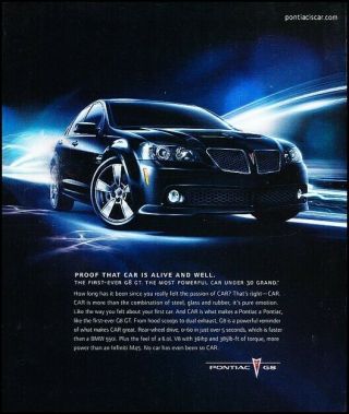 2008 Pontiac G8 Gt Advertisement Print Art Car Ad J752a
