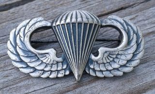 Wwii Sterling Silver U.  S.  Military Paratrooper Airborne Jump Wings - Outstanding