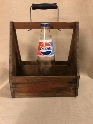 Vintage Wooden Pepsi Cola Carrying Crate With Handle.  1940s