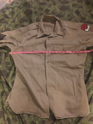 Ww2 Us Army Officers Large Size 46 Inch Chest 16x33 Corparal Stripes Khaki Shirt