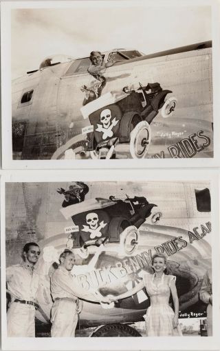Ww2 B - 24 90th Bg Nose Art Jack Benny Carol Landis Uso Tour 2 Photos 1