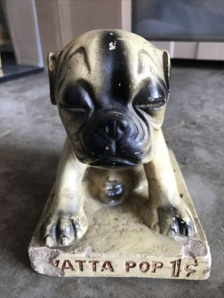 Vintage Watta Pop Chalkware Pug Dog Sucker Display