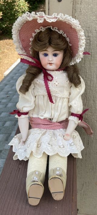 Antique Dep Bisque Shoulder Head Doll Leather Body Teeth 14 1/2” Germany