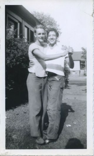 Vintage Photo.  Affectionate Male Couple Dancing On The Lawn.  Gay Interest.