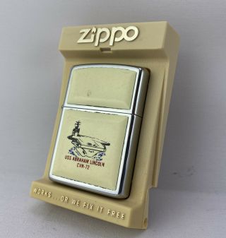 Vintage 1993 Zippo Lighter Uss Abraham Lincoln Cvn - 72 Solid