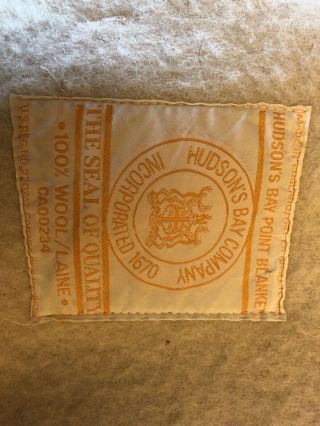Vintage Hudson ' s Bay Company Point 100 Wool Blanket 84 x 72” Made England 2
