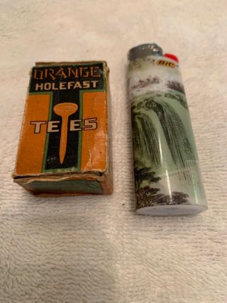 Very Rare Vintage Antique Orange Holefast Metal Golf Tees 2