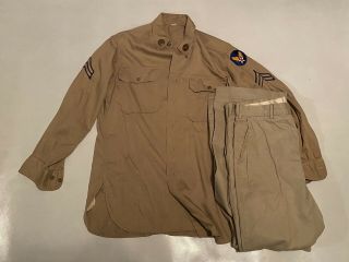 Vintage Wwii Us Army Air Force Corps Khaki Shirt Pants Shoulder Sleeve Insignia