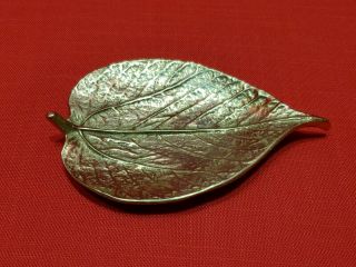 1948 Va Virginia Metalcrafters Mulberry Leaf Brass Dish Cw 3 - 27 5 1/2” Long