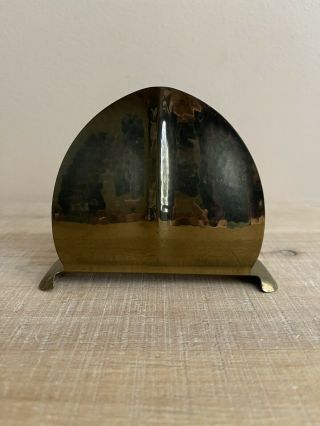 Vintage Hammered Brass Metal Leaf Letter Holder / Napkin Holder,  Made In Sweden