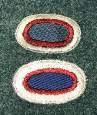 2 Wwii 11th Airborne Hq / Airborne Command Jump Wing Oval Patches On Twill