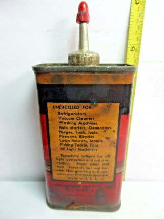 1920 - 50 ' s - (4oz. ) VINTAGE COMMODORE ALL PURPOSE OIL TIN CAN HANDY OILER LEAD TOP 3