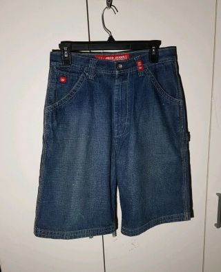Vintage Jnco Jean Shorts Size 18 Baggy Streetwear Embroidered Chain Loose Fit