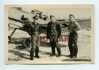 Wwii German Photo Luftwaffe Airplane Bf 109 Pilots Fink,  Klemm & Jung
