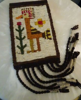 Vintage Native American Indian Hand Woven Rug/ Wall Hanging 13 " X 8 "