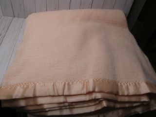 Vintage Pink Acrylic Thermal Blanket Satin Trim 82 X 90 Approx