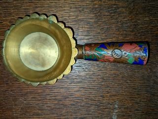 Antique / Vintage Chinese Brass Pot With Cloisonné / Enameled Handle/ Dragon 7 "