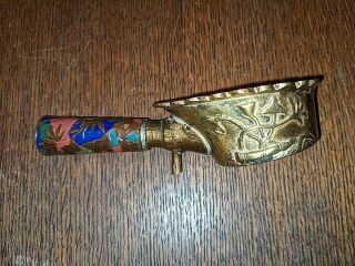 Antique / Vintage Chinese Brass Pot with Cloisonné / Enameled Handle/ Dragon 7 