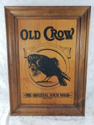 Vintage Old Crow Sour Mash Whiskey Sign - Wood - Beer Bar Man Cave Advertising