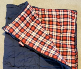 Vintage Coleman Sleeping Bag Blue With Red Flannel 75 X 33 Zipper Cotton Lining