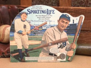 Sporting Life Bat,  Die - Cut Display Ad Sign - Ty Cobb,  Detroit,  Size - 9 - 1/2 " X 7.  5 "