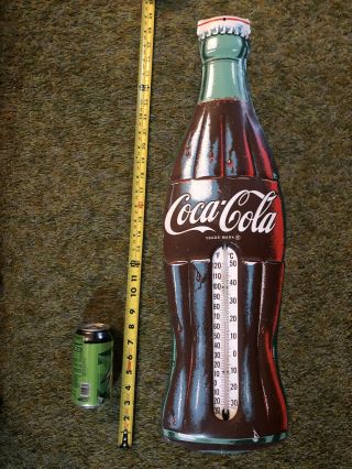 Vintage Large Metal Coca Cola Thermometer Sign 29”