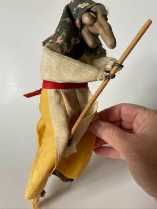 10 " Vintage Kitchen Witch Doll Scandinavian Good Luck Figurine On Broomstick