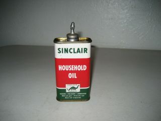 Vintage Green Dino Sinclair Lead Top Household Oil 4 Oz Can - Handy Oiler Tin