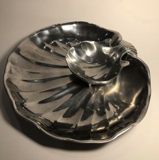 Wilton Armetale Pewter Clam Shell Shaped 2 - Piece Chip And Dip Bowls