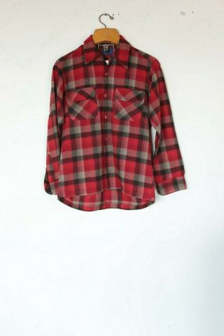 Vintage Pendleton Red Shadow Plaid Board Shirt,  M,  No Holes