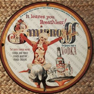 Vintage Porcelain Vodka Alcohol Brewing Company Man Cave Garage Bar Den Sign
