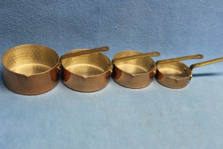 Vintage Hammered Copper Measuring Cups 4 Piece Set