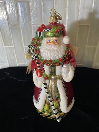 Vintage Mackenzie - Childs Glass Santa Claus Christmas Ornament - No Box 7”