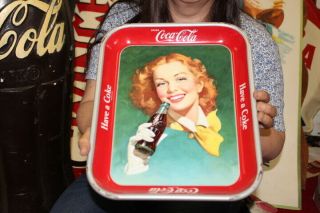 Vintage 1950 To 52 Coca Cola Soda Pop Restaurant Serving Tray Gas Oil Metal Sign 3