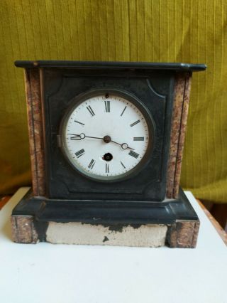 Antique Marble Slate Mantel Mantle Clock French By A.  M.  A