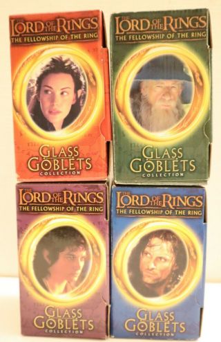 Vintage Lord Of The Rings Glass Goblet Set Of 4 Light Up 2001 Burger King Promo