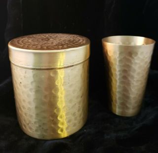 Hammered Brass Cotton Ball Container Jar And Cup Martha Stewart