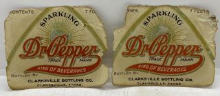 Vintage Dr.  Pepper Advertising Soda Pop Bottle Labels Clarksville,  Tx.