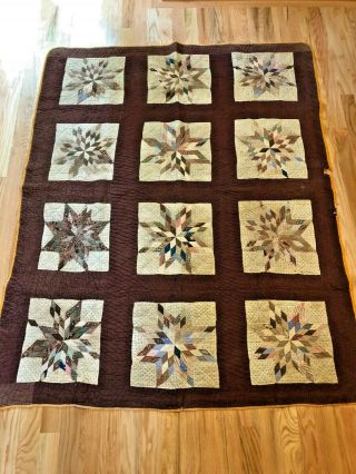 Vintage Hand - Made Quilt,  Mid - 20th Century,  Star Pattern - 65 " X 84 " Cutter