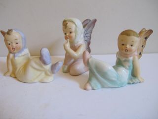 Vintage Pixie Fairy Boys & Girl Figurine Angel - Butterfly Babies,  Japan,  Set Of 3