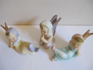 Vintage Pixie Fairy Boys & Girl Figurine Angel - Butterfly Babies,  Japan,  Set of 3 2