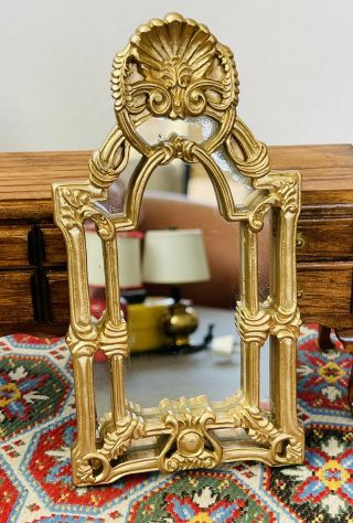 Rare Fantastic M.  /bespaq Victorian Gold Mirror 1:12 Dollhouse Miniature