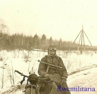 Tough Wehrmacht Kradmelder W/ Mp - 40 Maschinenpistole On Motorcycle; Russia