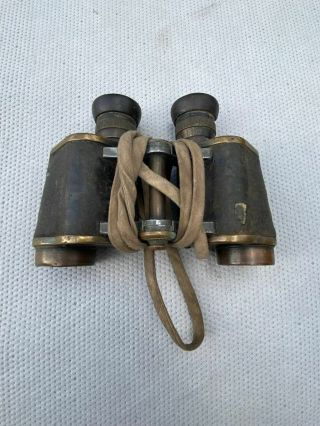 German Ww2 Binoculars - C.  P.  Goerz Berlin 6x Helinox Treider D.  R.  P.  - Needs Tlc -