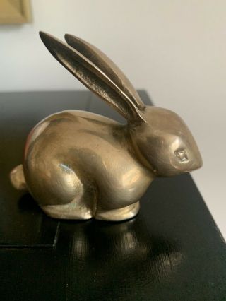 Vintage Brass Bunny Rabbit Figurine Mcm Mid Century Modern Paperweight
