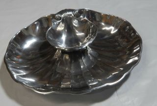2 Piece Wilton Armetale Pewter Shell Shape Chip Dip Bowls 11.  5 X 9.  25 " Polished