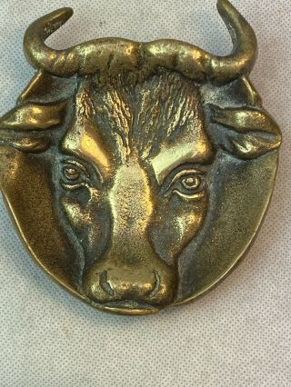 Vintage Brass Bull Trinket Dish Spoon Rest Ashtray ? - Made In England