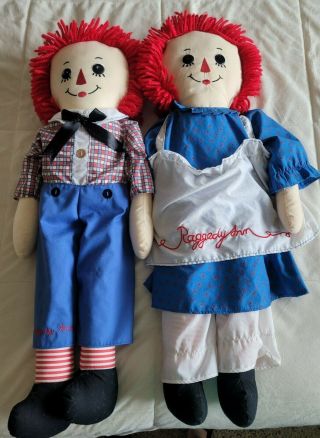 Giant 30” Vintage Applause Raggedy Ann & Andy Set Jumbo Plush Doll Dolls