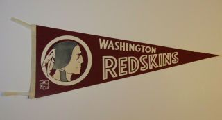 30 " Old Vintage 1960s Washington Redskins Nfl Football Pennant With Large Logo
