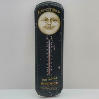 Vintage Look Harvest Moon Brand Produce Rustic Wall Hanging Metal Thermometer
